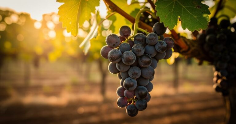 Grappes de raisins malbec noirs sur la vigne au soleil