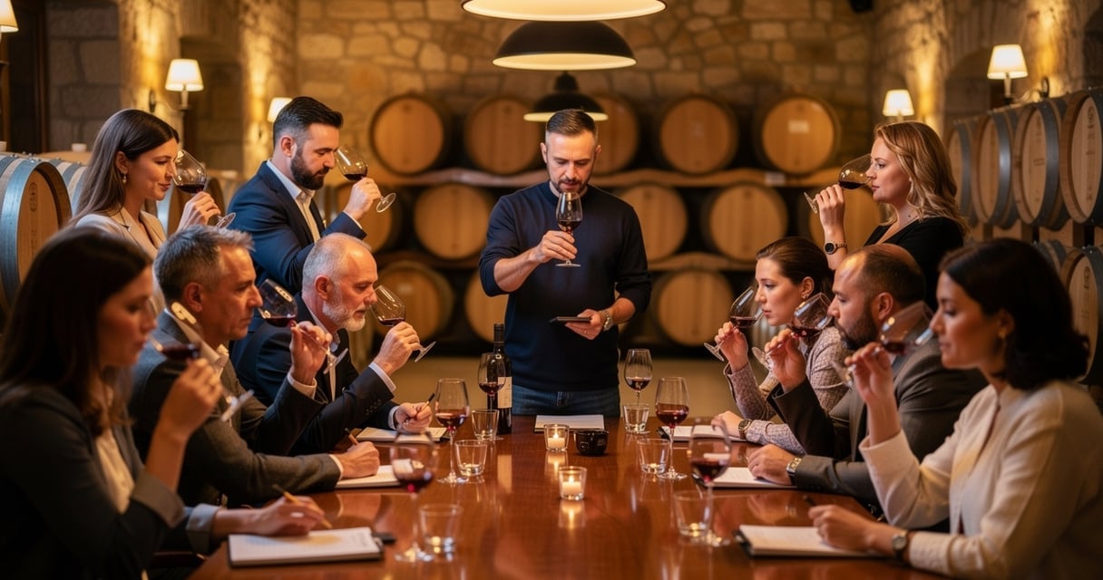 Cours de dégustation de vin lors d'une formation en œnologie