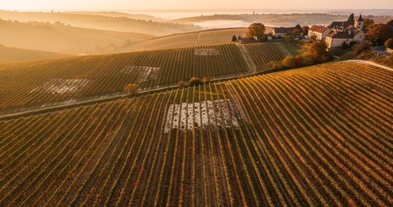 Vignoble bourguignon au coucher du soleil illustrant un terroir viticole
